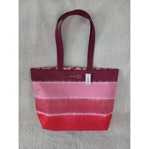 Clinique Jonathan Cohen Shopping Shoulder Travel Tote Large Pink Purple Red Bag
